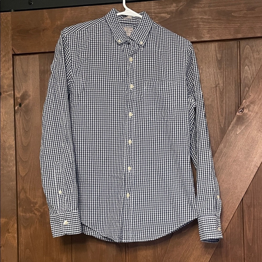 J crew Men's dark blue and White Checkered Shirt